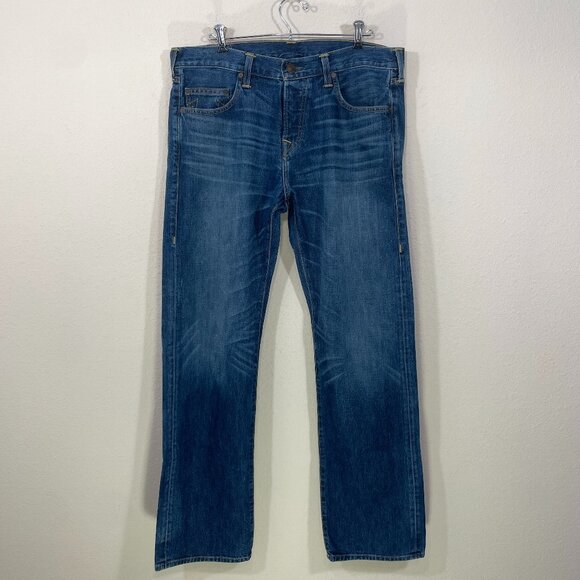 True Religion TRBJ Bobby Jeans Mens 34X 33 Button Fly Whiskered Blue Made in USA - Picture 1 of 10
